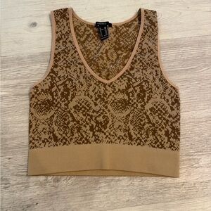 Brown Patterned Women's Tank Crop Top